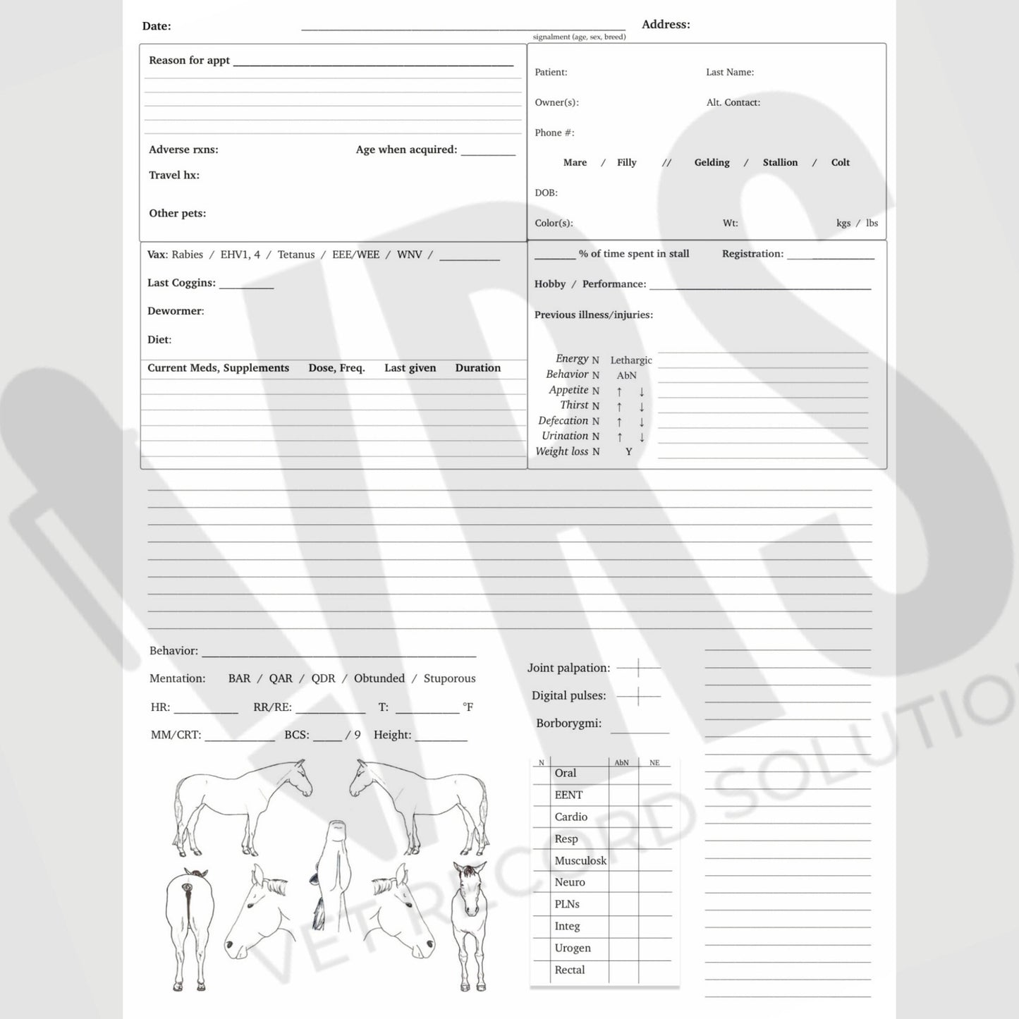 Equine Case Log Notebook