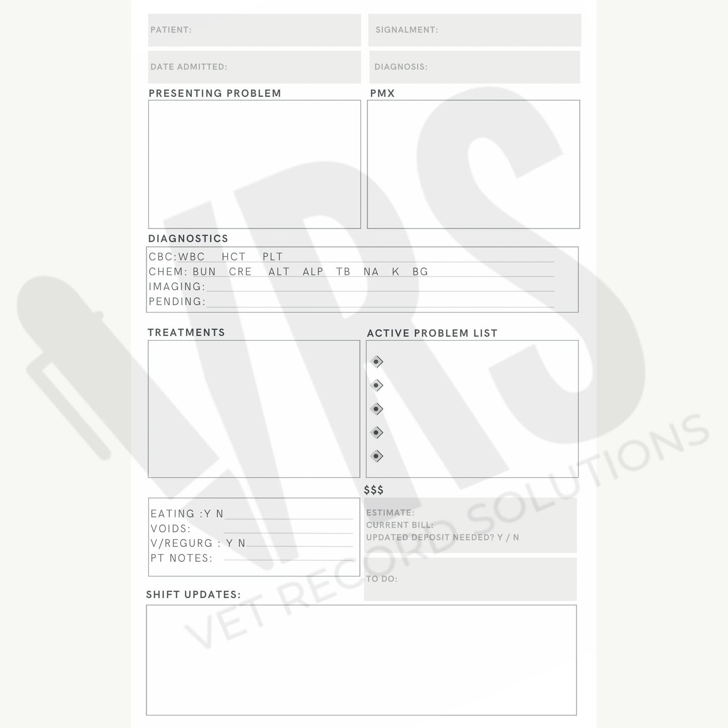 Inpatient Rounding Template