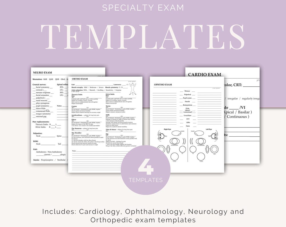 Specialty Exam Templates