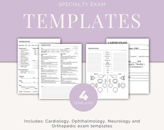 Specialty Exam Templates